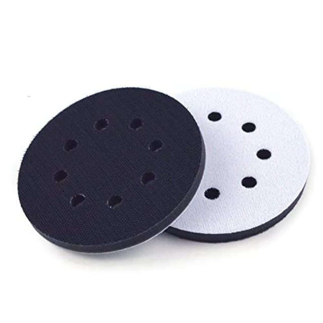 KALOLINNA 曲面研磨アダプター 2個 丸型 スポンジ枚 耐衝撃性 騒音低減 凹凸のある面を研磨には最適 サンダー用 ンディング 必需品 直径125mm 8穴 (黑)