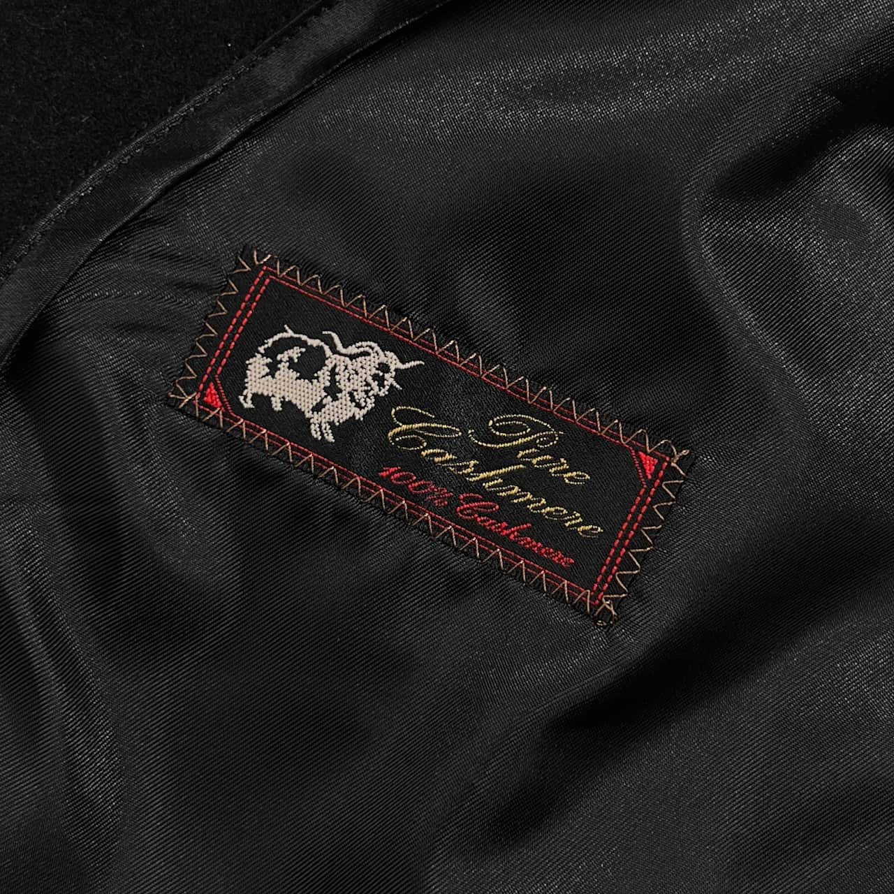 カシミヤ100% AVANT アバン 比翼 ステンカラー コート L/ブラック系 メンズ