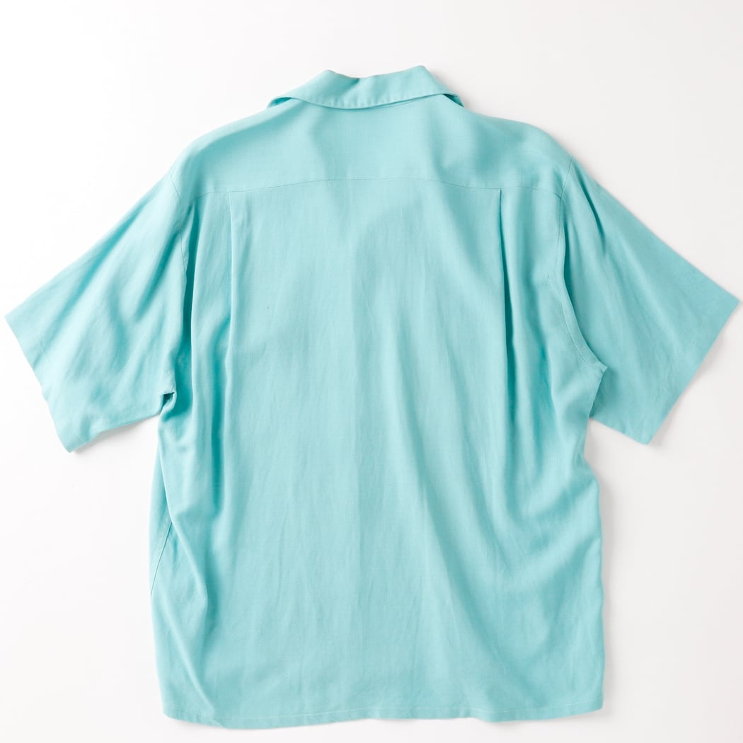 極美品】40s special Vintage rayon open collar shirt hand stitch