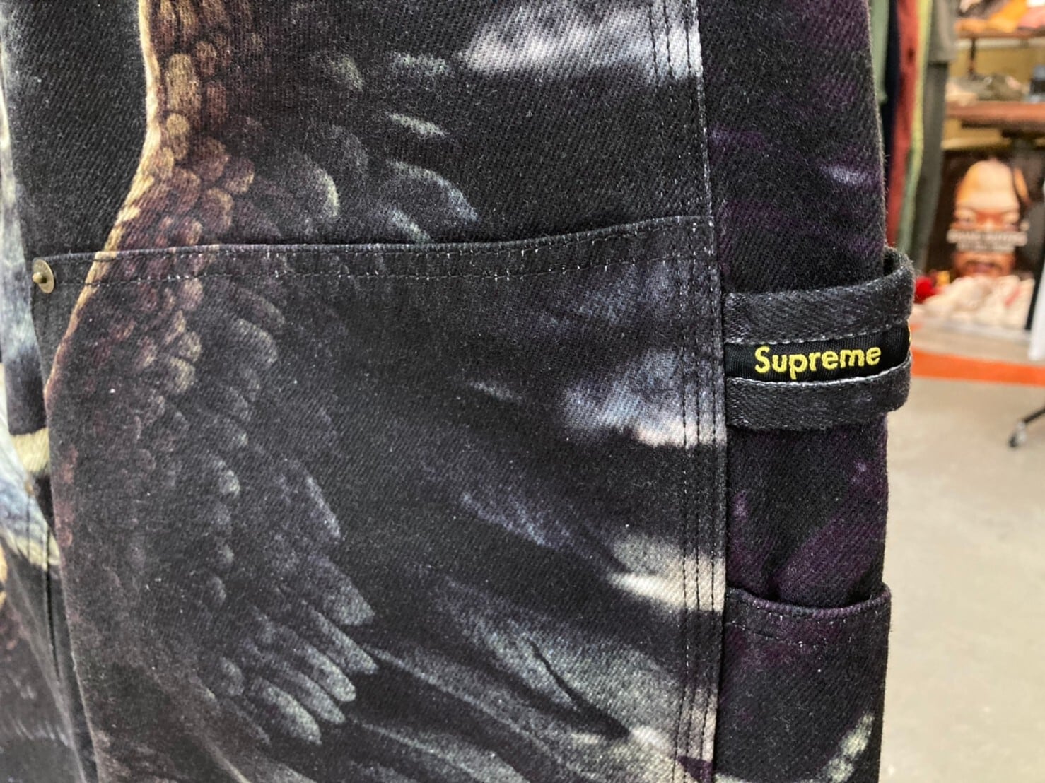 SUPREME 21SS Eagle Double Knee Denim Painter Pant BLACK 36 18254