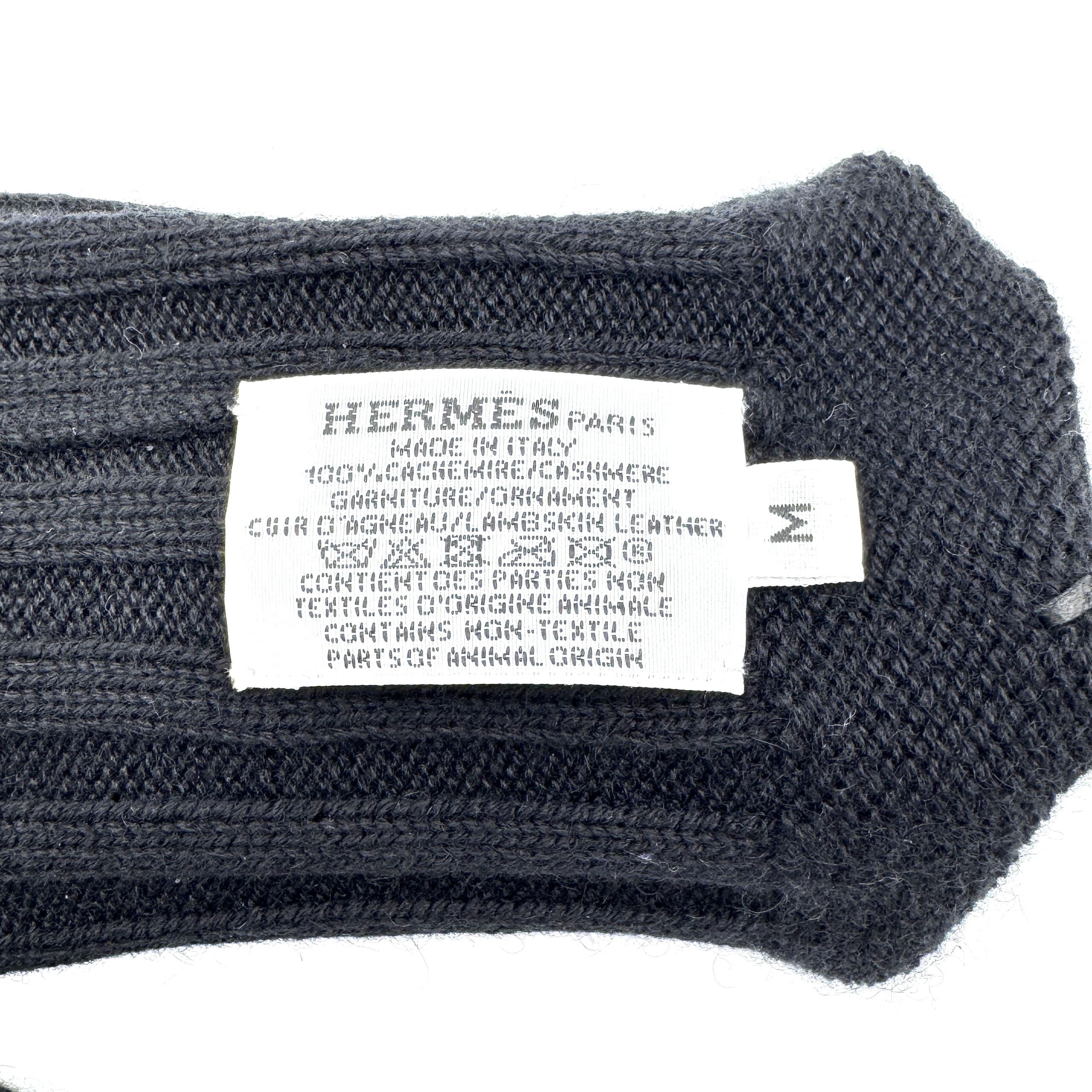 エルメス　カシミヤ手袋 HERMES エルメス 手袋 23cm M カシミヤ×レザー ブラック | YuniT