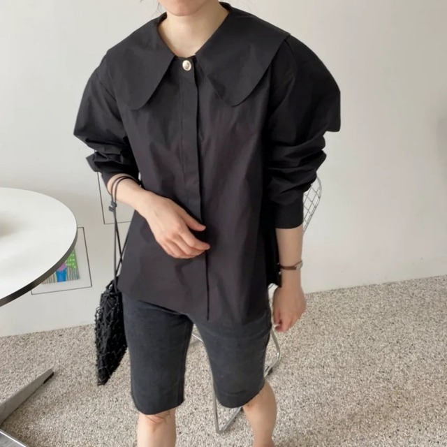 Big Collar Back Pleats Blouse 01482