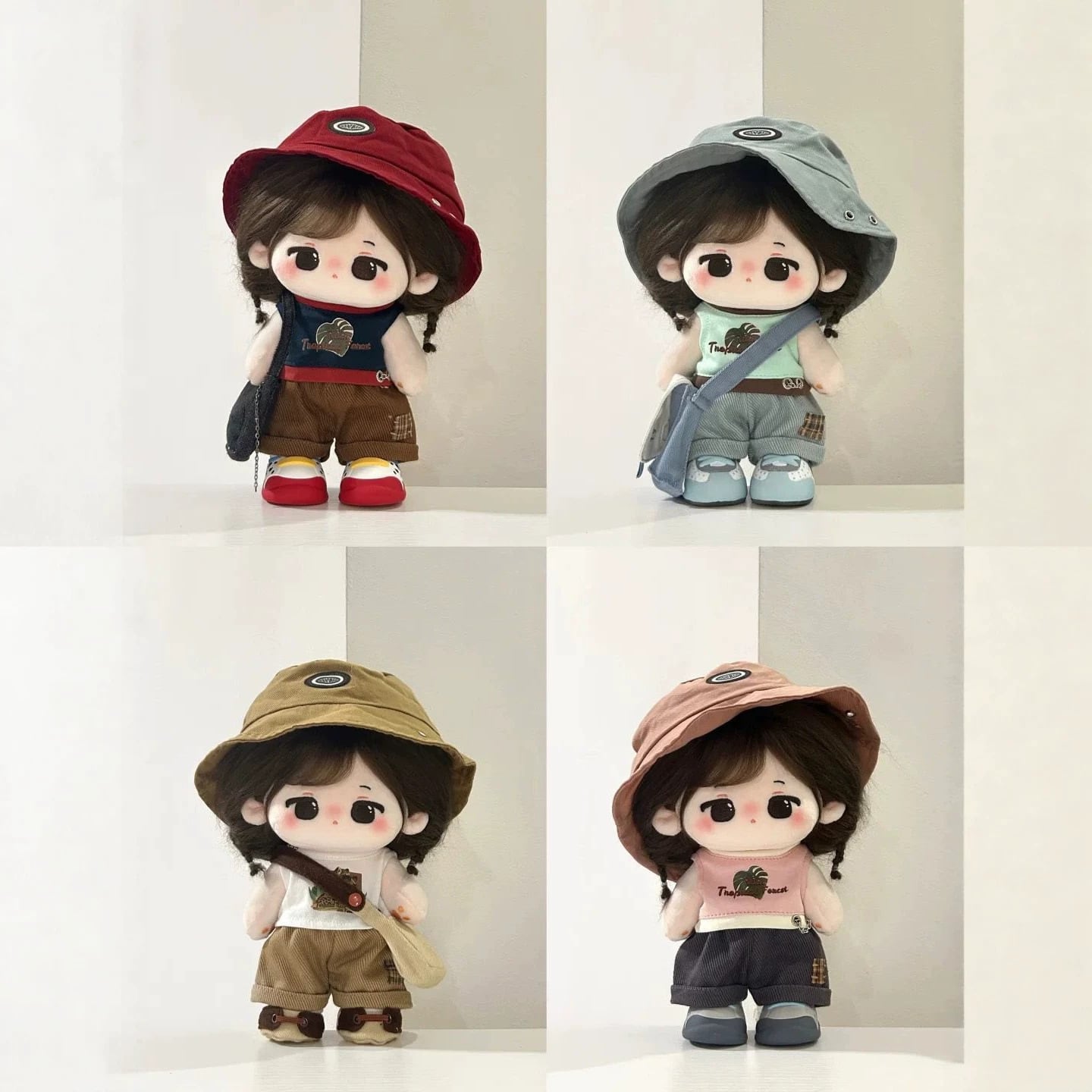 10cm/20cmぬいぐるみ用 春夏 トップス+パンツ+帽子 かわいい