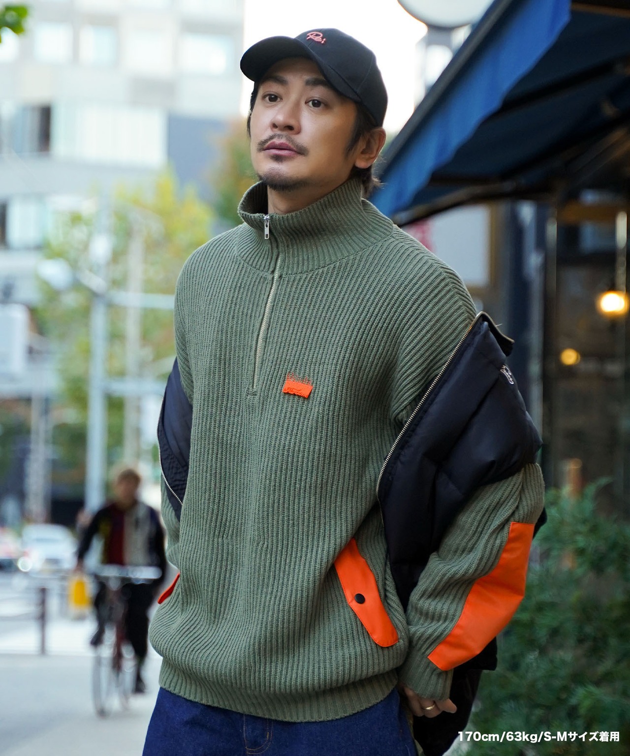 【#Re:room】NYRON PATCH HALF ZIP BIG KNIT［REK128］