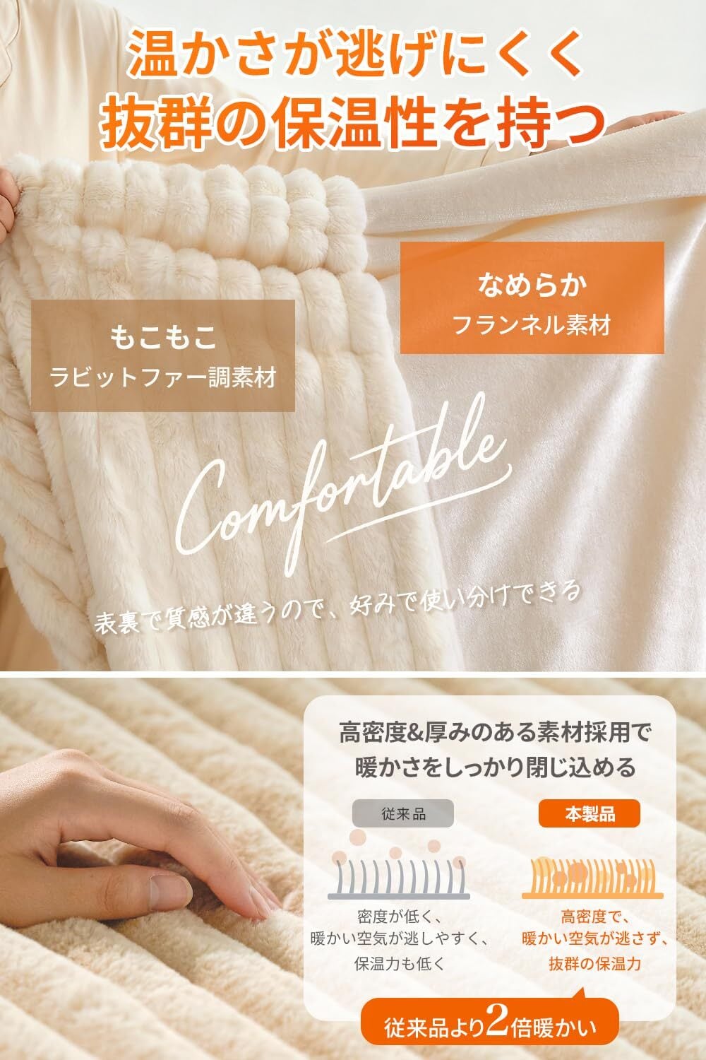 電気毛布 掛け敷き兼用【2025冬新登場 ラビットファー調素材