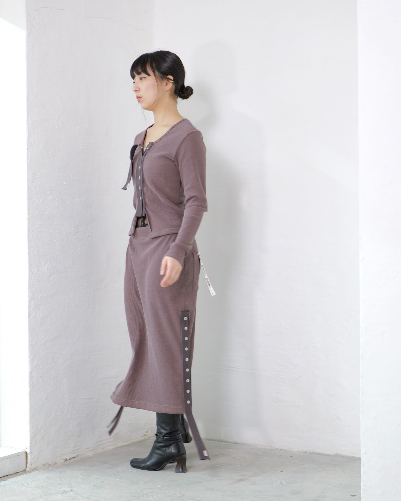 kotoha yokozawa - Click Dot Skirt ：Cacao｜クリックドット／製品染めリブ＋ヘビー綿テープ