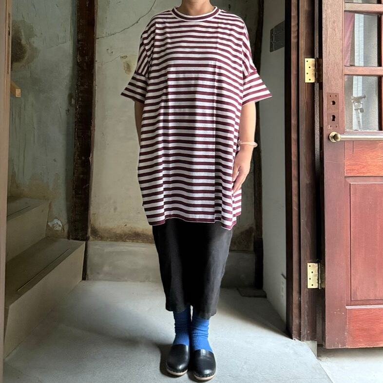 BRASS x Olde steader カットソー クリンチ R&D.M.Co-/OLDMAN'S TAILOR GAUZE BORDER OVERSIZE T SHIRT