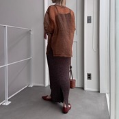 ラメバックスリットタイトSK/ブラウン