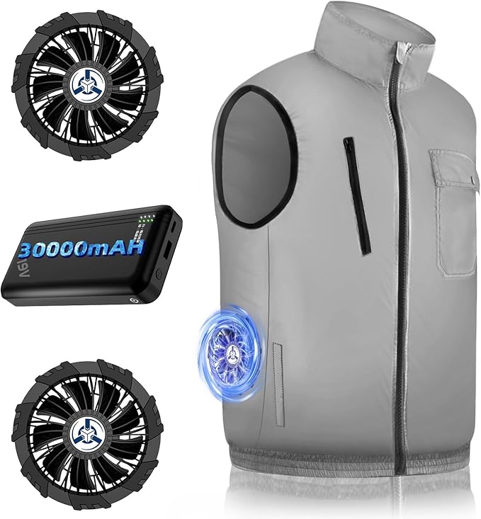 TIWOUN] 空調作業服 ベスト ファン 30000mAh大容量バッテリー