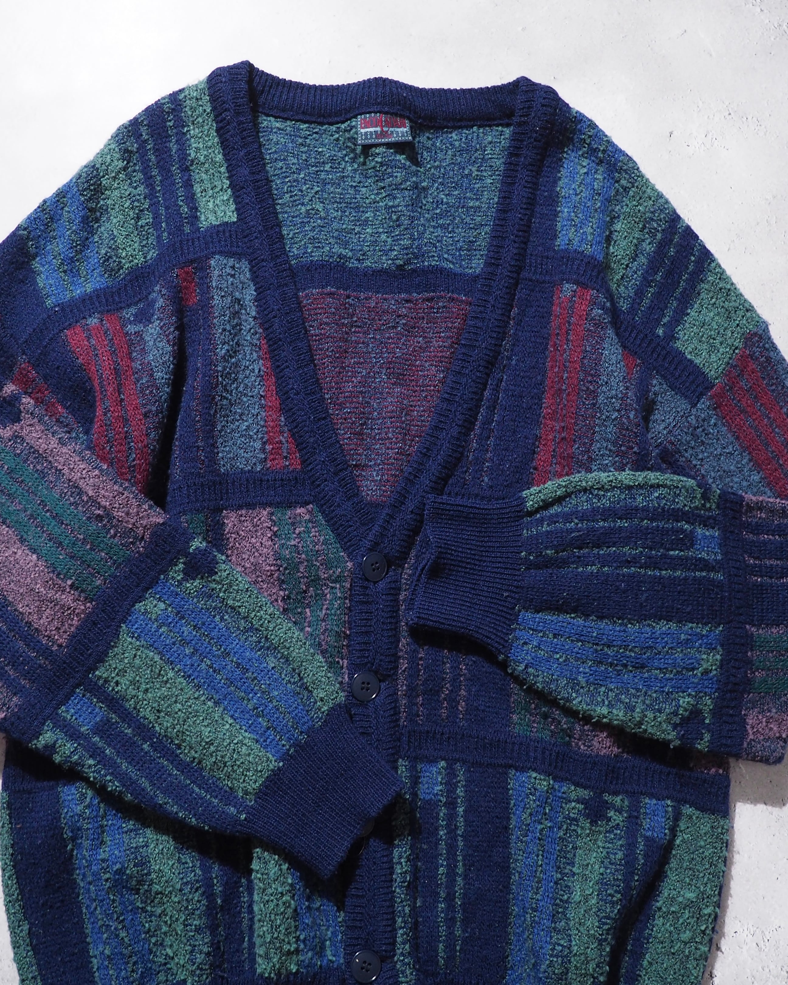 1990s " Paco Calvari " Cold tone Pile fabric vintage knit cardigan