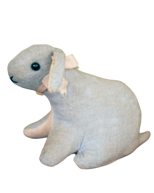 フランス 青いうさぎさんと薔薇色のリボンa ドール アンティーク