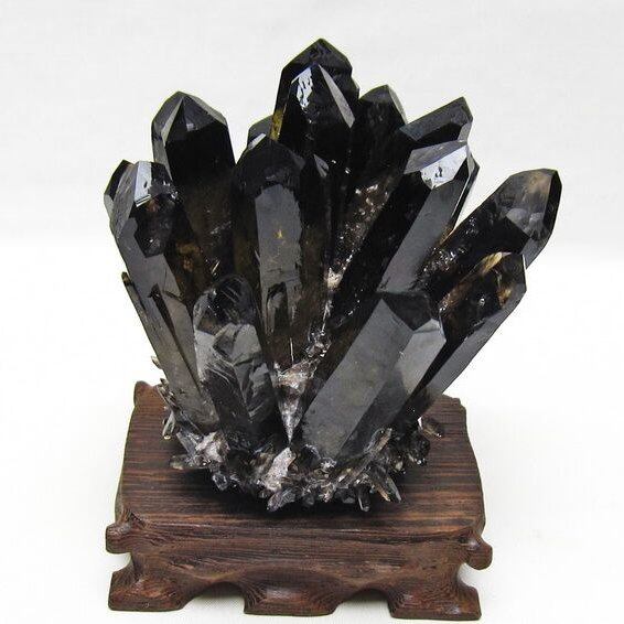 モリオン クラスター 黒水晶 原石 台座付属 一点物 182-8682