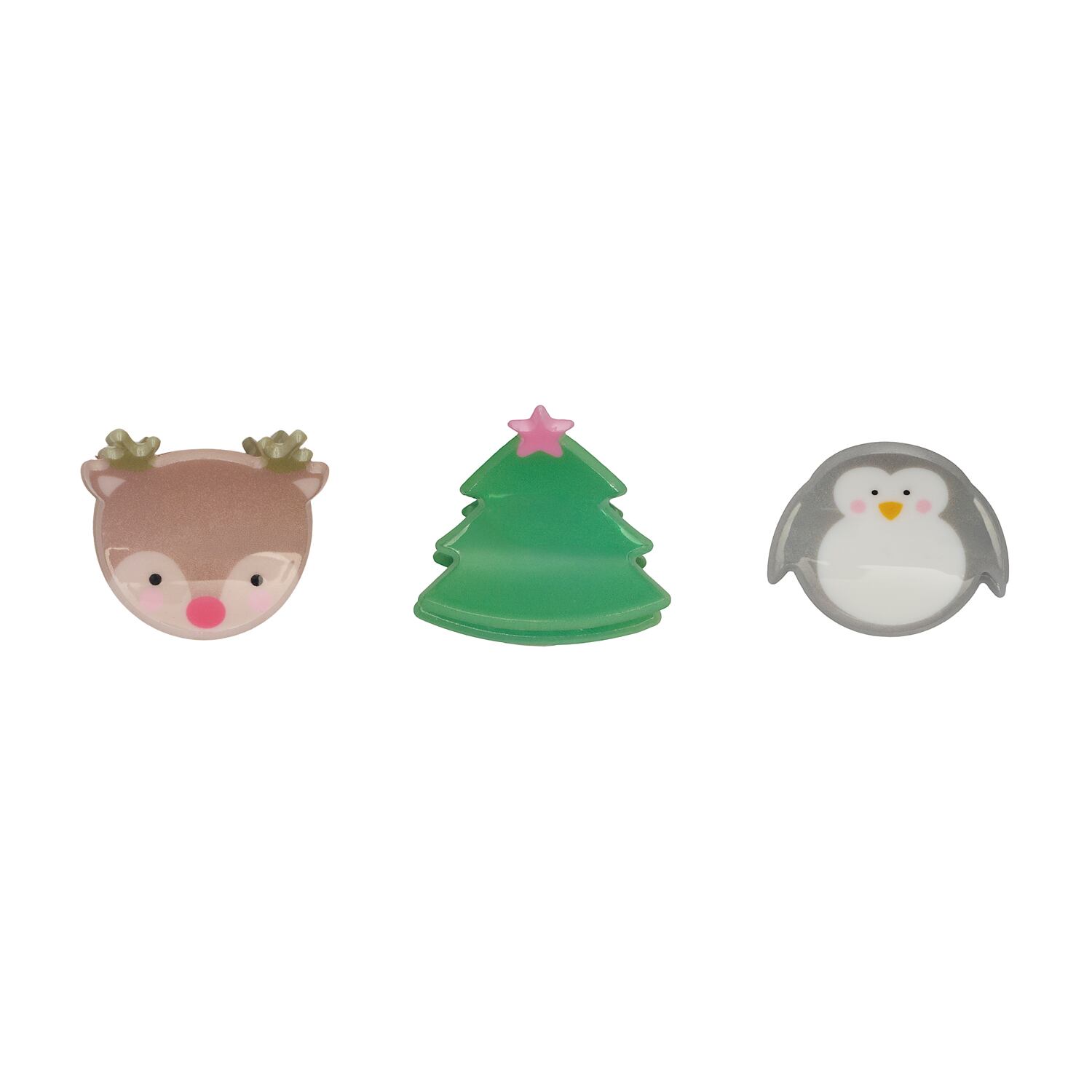 X598:Festive Christmas Claw Clips 3 Pack-MULTI