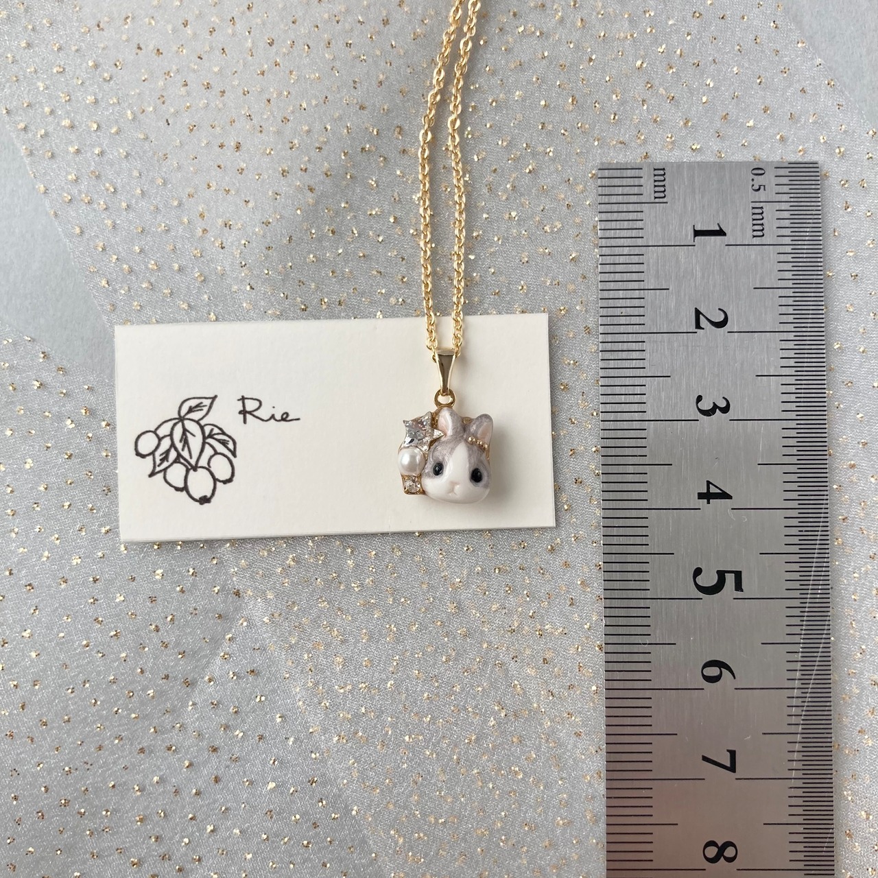 星うさぎネックレス（立ち耳）