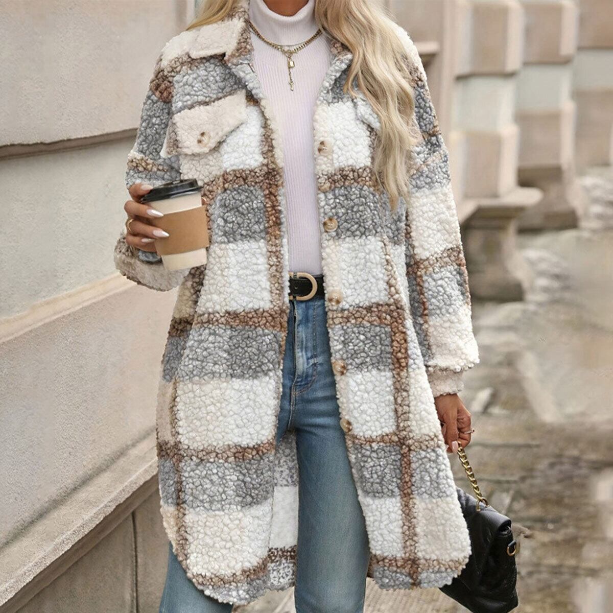 ボア ジャケット チェック柄 韓国風 レディース 春秋冬 きれいめ 大人 カジュアル おしゃれ 襟付き コーディガン 軽量 体型カバー ライトコート 大人可愛い 大人女子