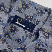 FRED PERRY フレッッドペリー 花柄 総柄 半袖 シャツ S/ブルー系 メンズ