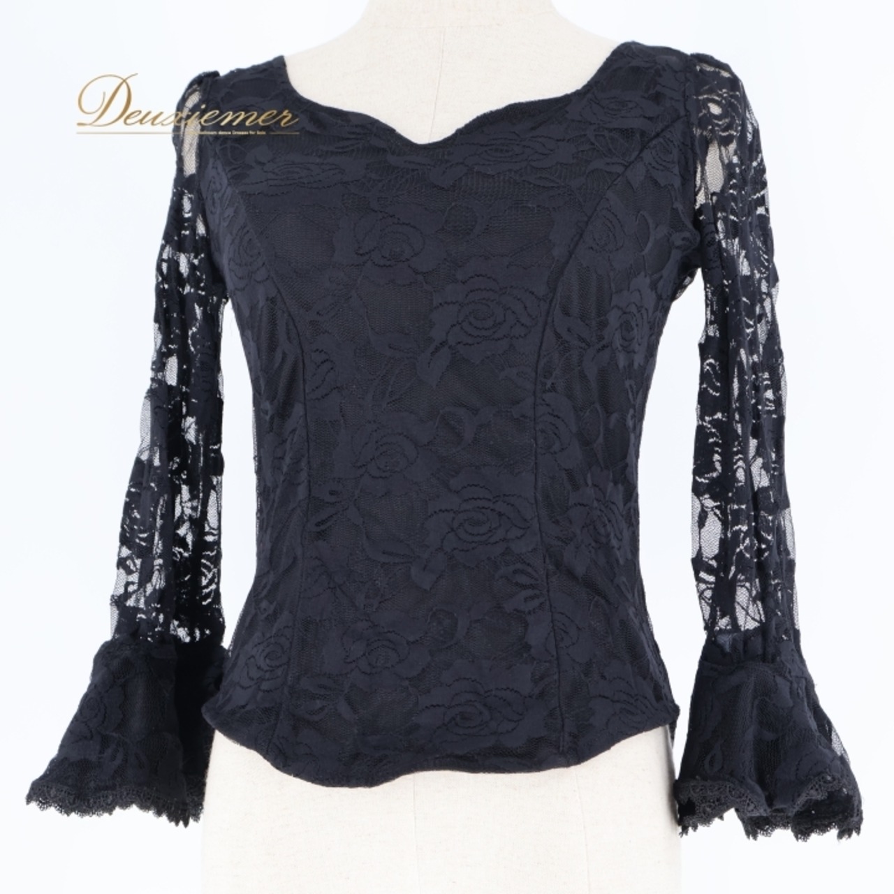 フラメンコ 衣装 トップス ブラウス 黒 レース 透け感 軽い ダンス パーティ 発表会 Leirenaレイリーナ ブラック系 花柄 上品 おしゃれ フォーマル 上品スタイル レディース 可愛い かわいい フラメンコダンス