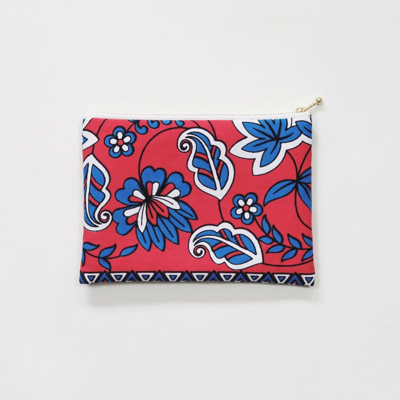 カンガのフラットポーチ（ ボタニカル ）アフリカ布ポーチ | カンガ屋