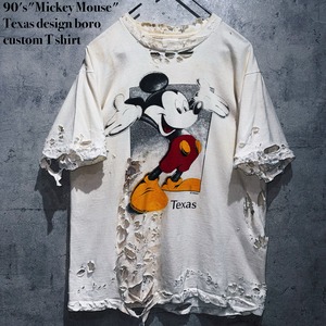 90's"Mickey Mouse"Texas design boro custom T shirt