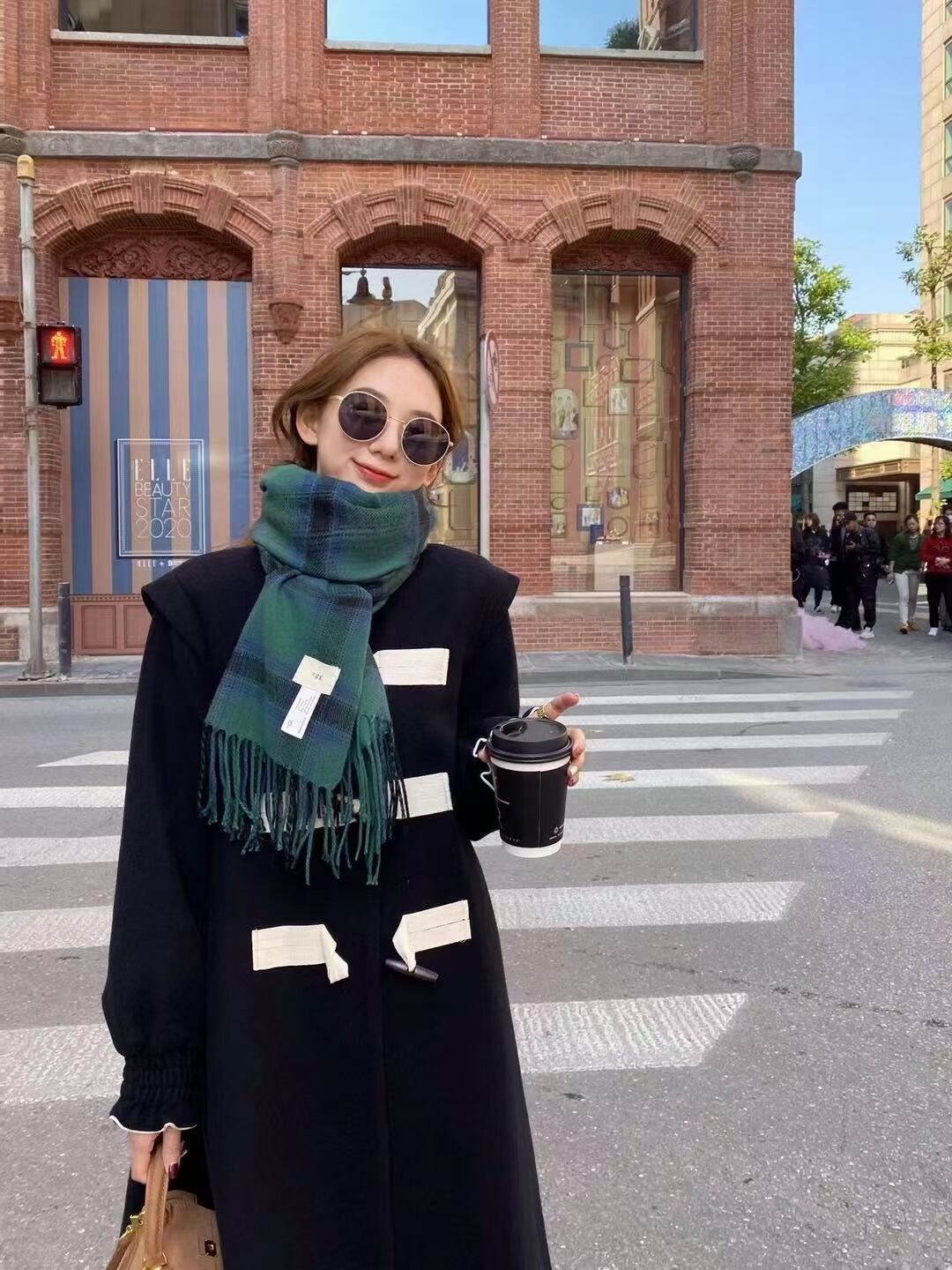 チェック柄大判ストール　PP-802