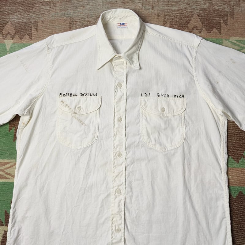 50s Lee Sealtest MILKMAN White HBT Work Shirt (16) ONE-WASH 50s Lee Sealtest MILKMAN White HBT Work Shirt (16) ONE-WASH