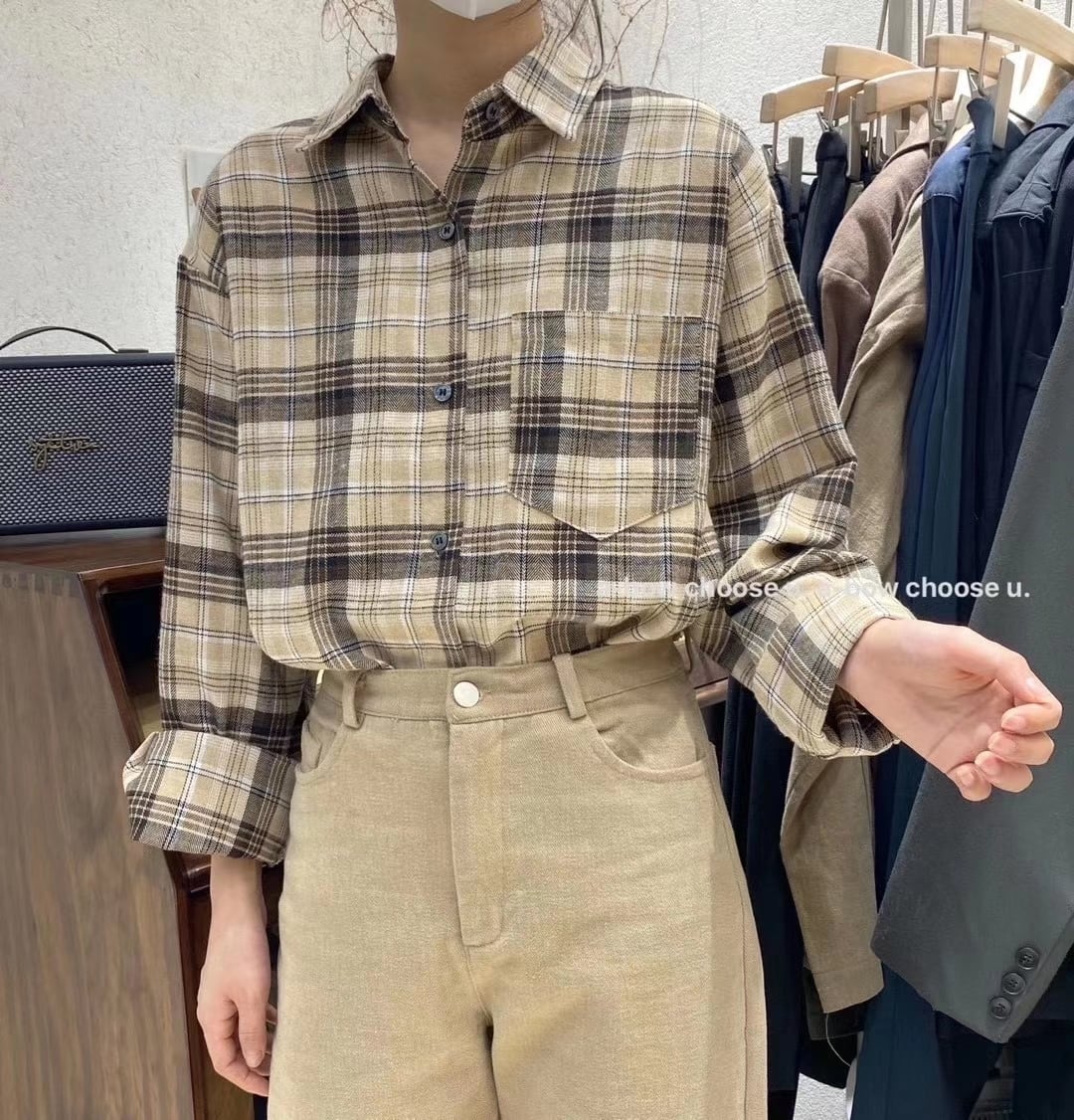 チェック柄　ネルシャツ　AJ2205-D08