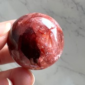 ヒマラヤレッドクォーツB*ヘマタイトインクォーツ*スフィア*マニカラン水晶*天然石インテリア*パワーストーン*置き物