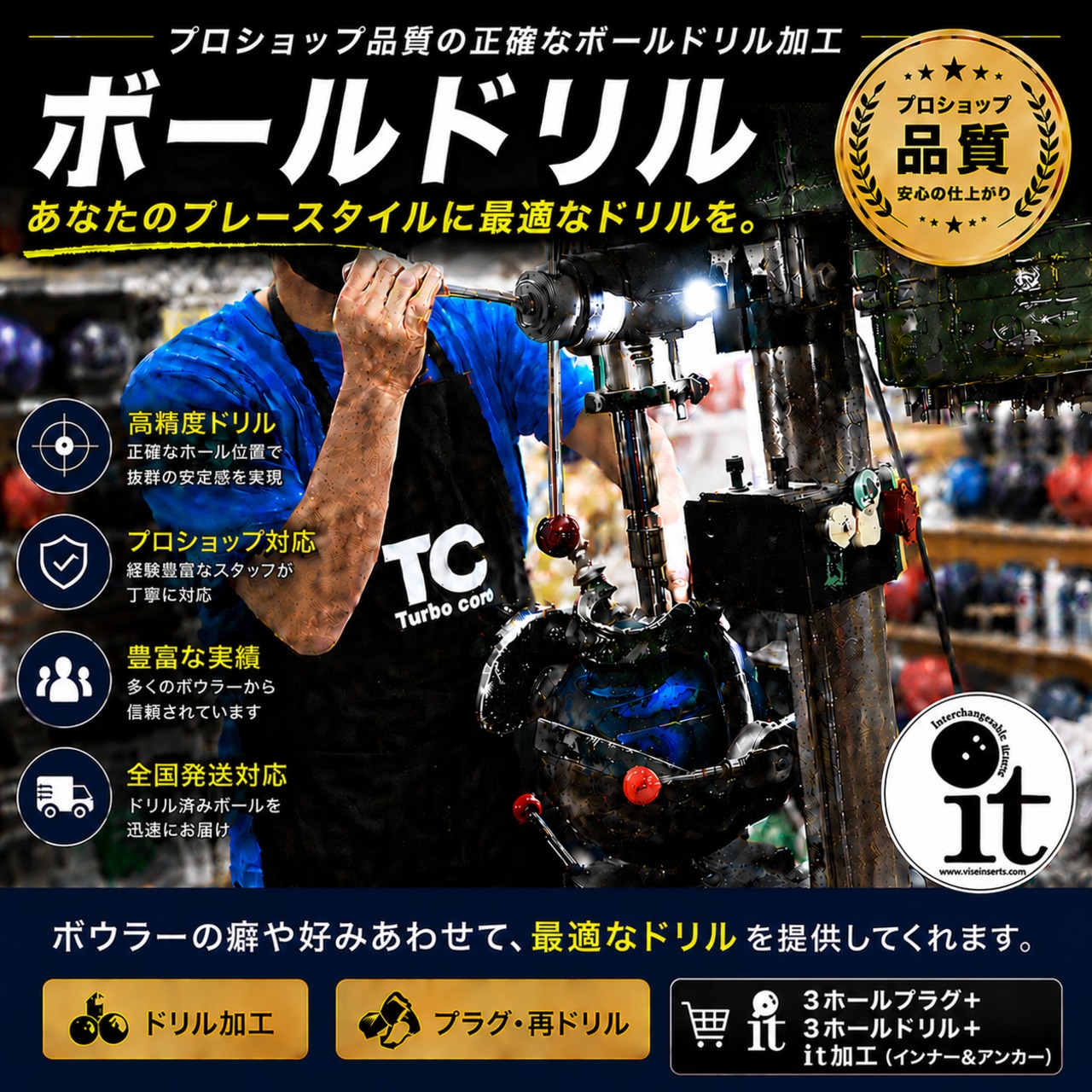 3ホールプラグ+3ホールドリル＋it加工(itインナー&アンカー)