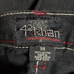 4khan ブラックデニムショーツ 刺繍 ストリート W38