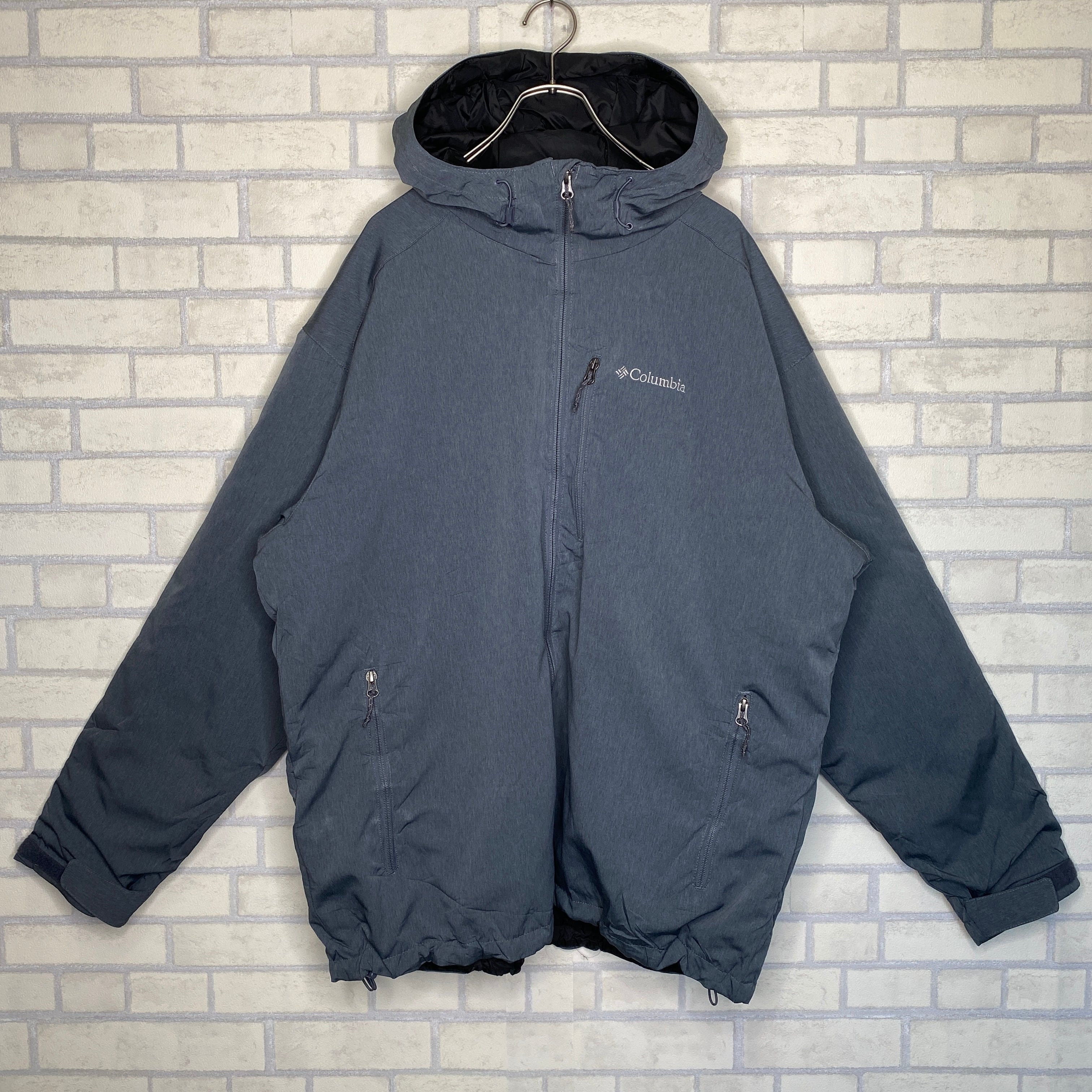 Columbia マウンテンパーカー XL グレー ワンポイント刺繍 ジップ 