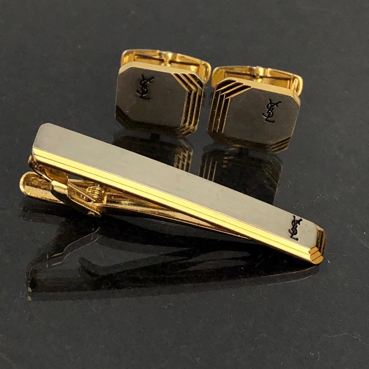 YvesSaintLaurent#ネクタイピン#カフス#SaintLaurent YSL イヴ・サンローラン ネクタイピン カフスセット イヴサンローラン