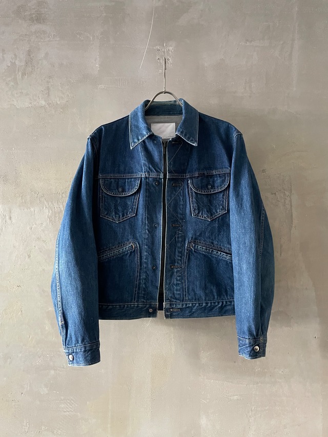 TrAnsference reshaped zip denim blouson - indigo