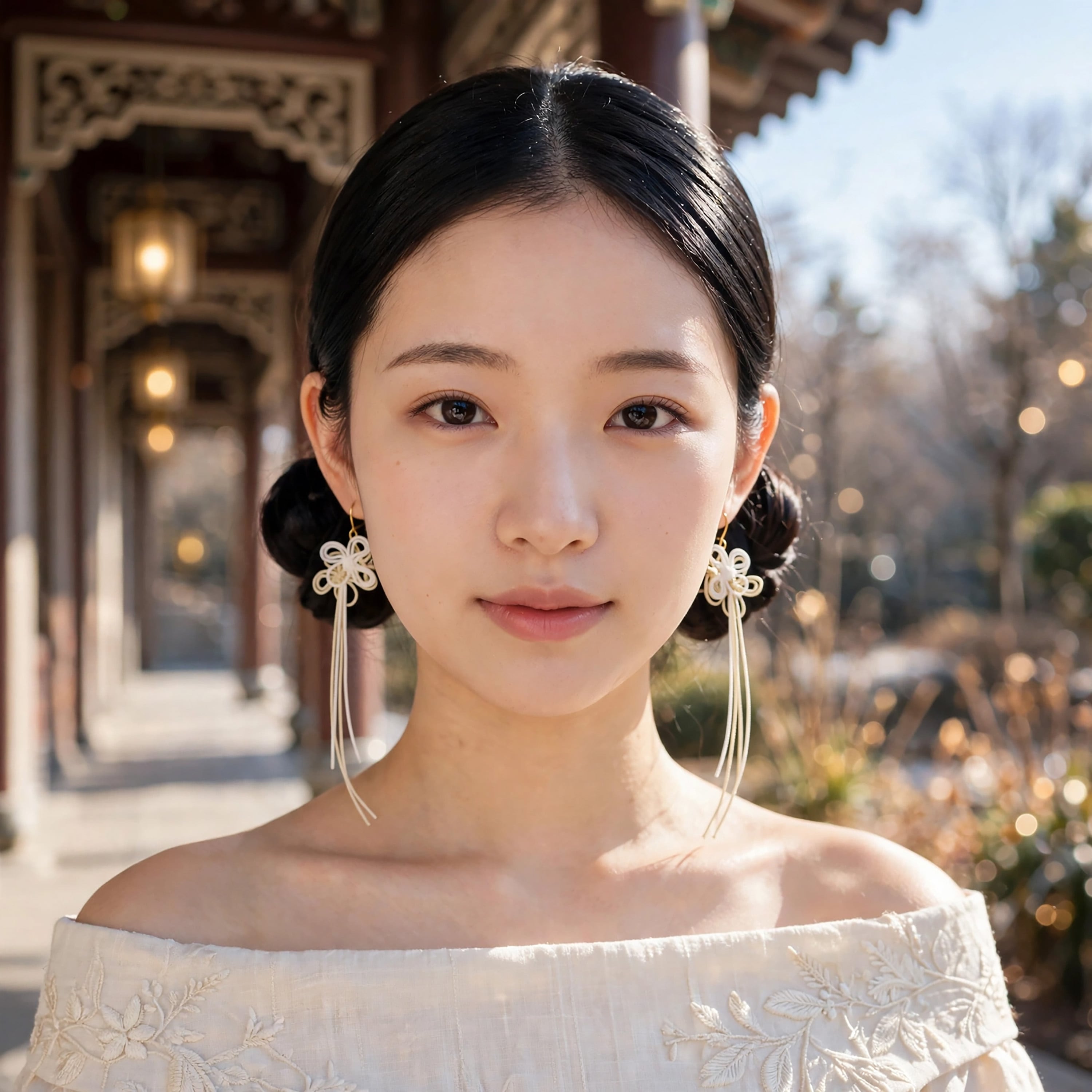 飾り結びピアス「ほこ、ほと、仄の」(白×アイボリー) | 浴衣・着物に軽量快適。日常使いにも。