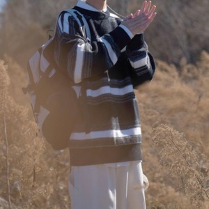 ルーズレトロボーダーニット　1047