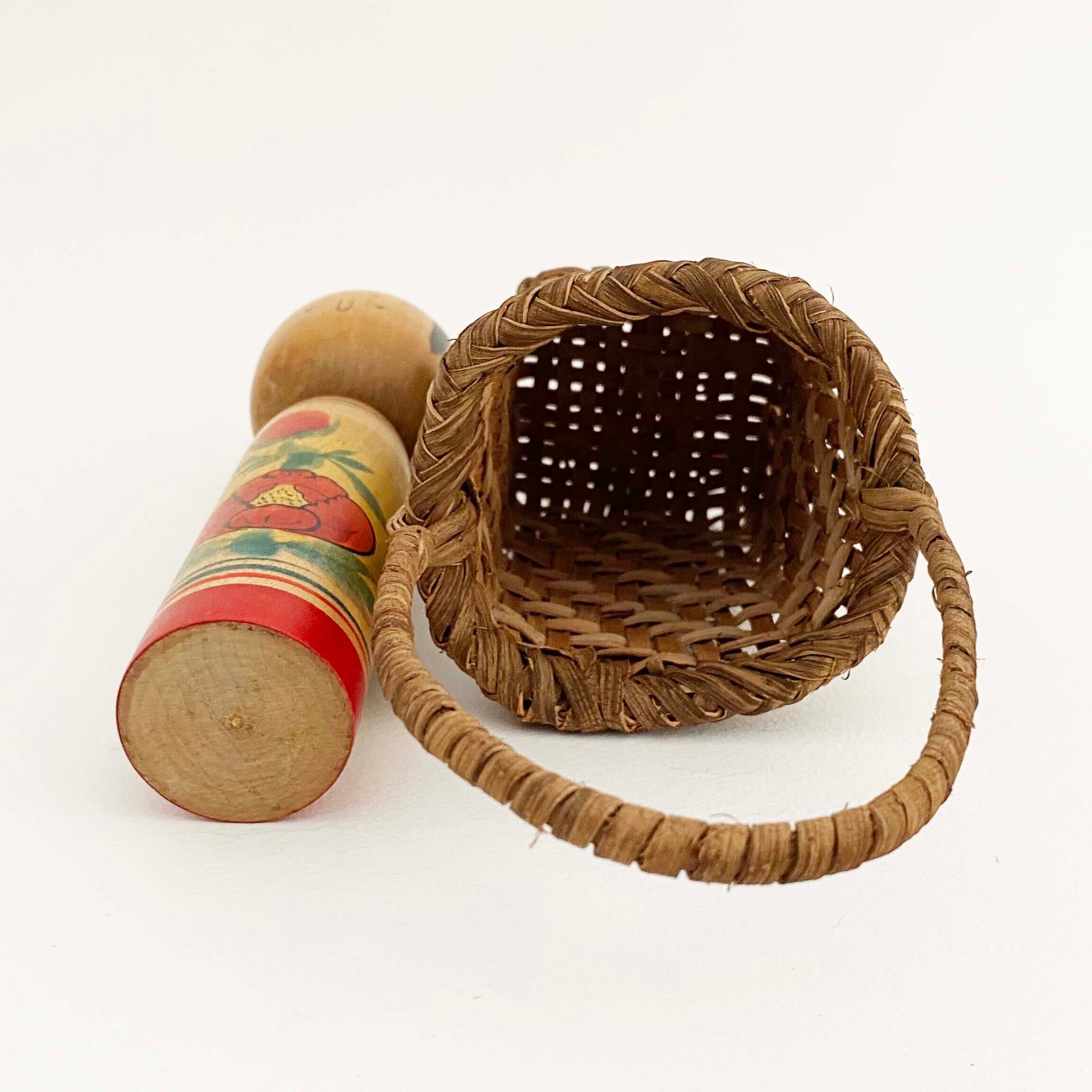 葡萄蔓かご+こけし 大(蔵王高湯系 / 木村祐助工人)