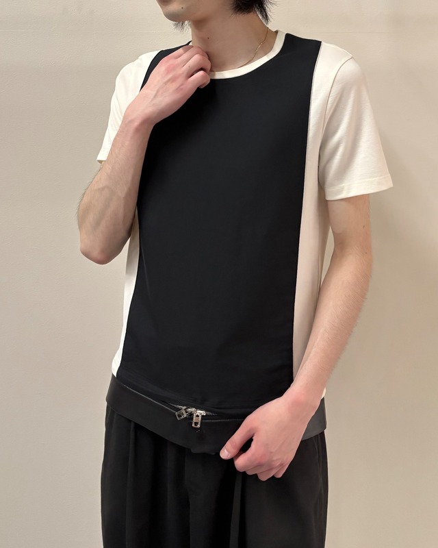 【2011s BALENCIAGA】ZIP leather switching T-shirt