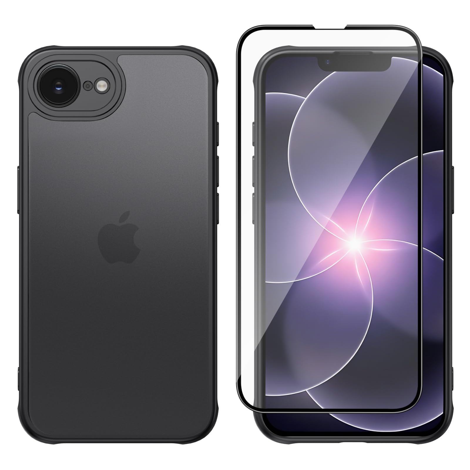 【1+1枚ガラスフイルム】iPhone 17e/16e 用ケース 耐衝撃 つや消し表面 黄変しにくい 耐久ケース ガラスフィルム1枚付属 ストラップホール アイフォン 17e/16e用