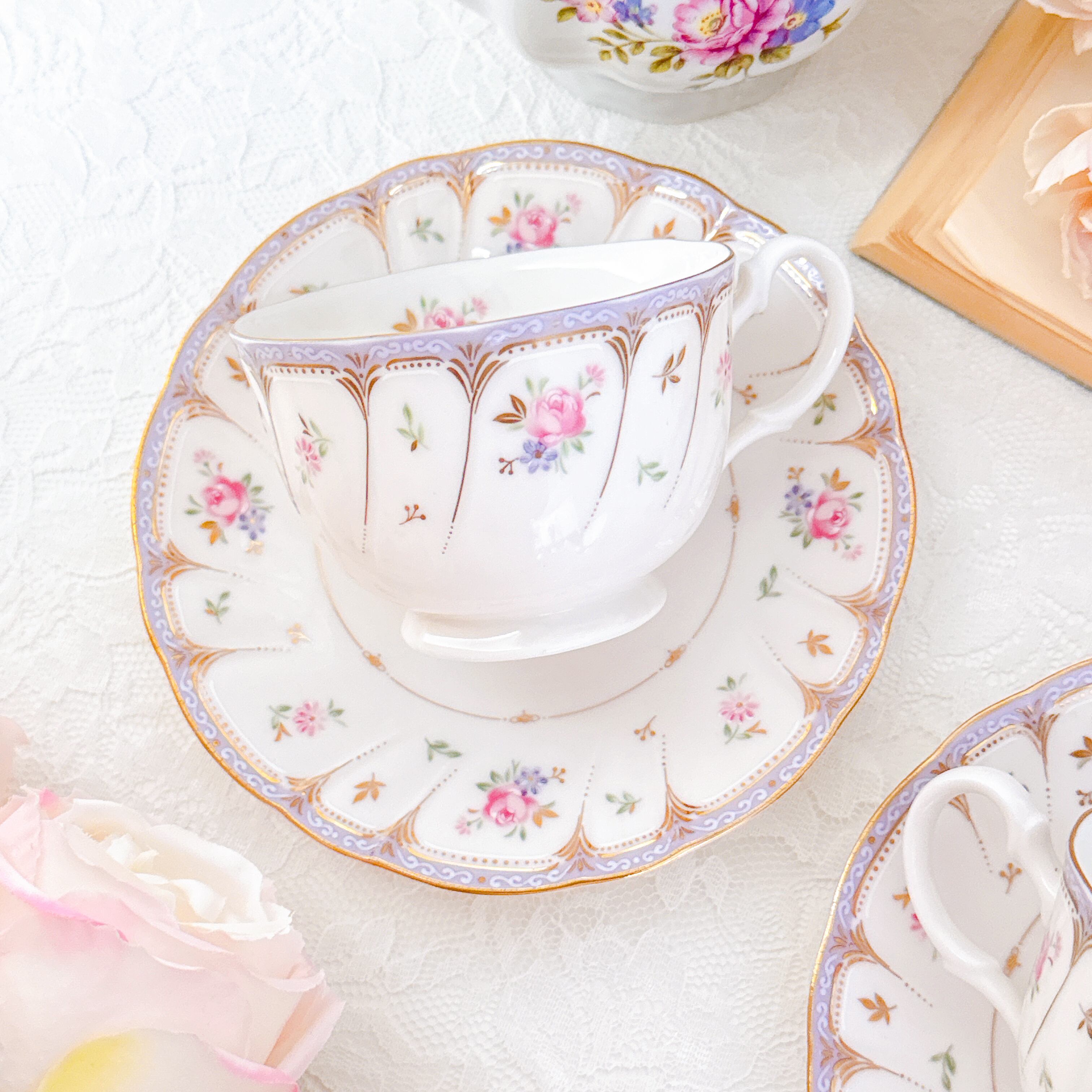 vintage】Noritake ノリタケ ロマンティックカラーのフローラルティー