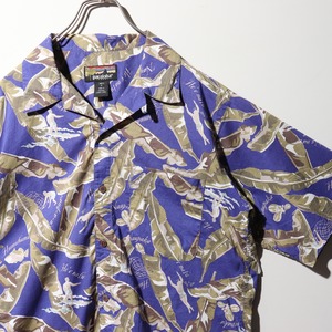 美品 M 99年 パタロハ アロハシャツ パタゴニア patagonia 紫 パープル バナナリーフ 総柄
