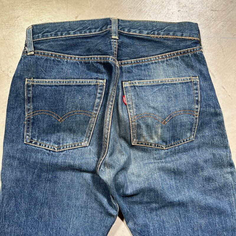 リーバイス 60s 501 BIG E 501 赤耳 足長R 不均等V イエローステッチ ストレート デニムパンツ Levi's ボタン裏2 Vステッチ メンズ  210412