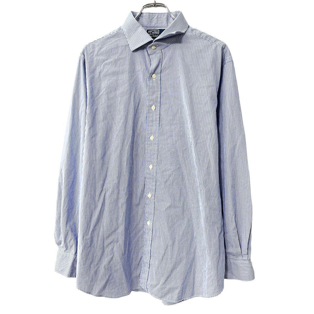 フランス製】OLD Charvet シャルべ ストライプシャツ ブルーホワイト
