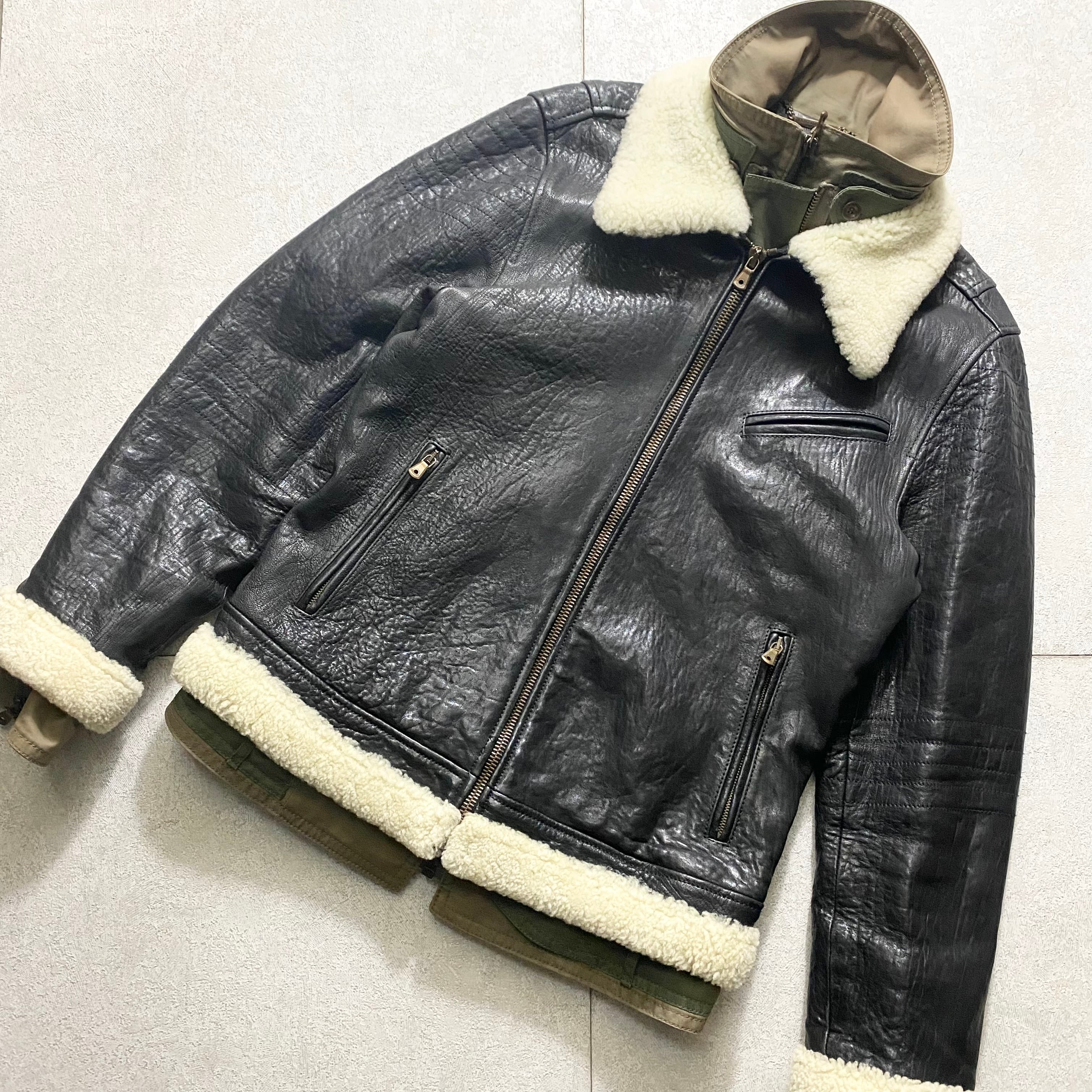 archive 2005AW DOLCE&GABBANA layered mouton riders jacket | NOIR