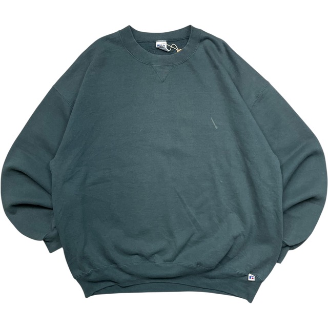 《XXL》russell athletic ラッセルアスレチック スウェット 前V 無地 ダークグリーン USA製 90年代 vintage no.9555