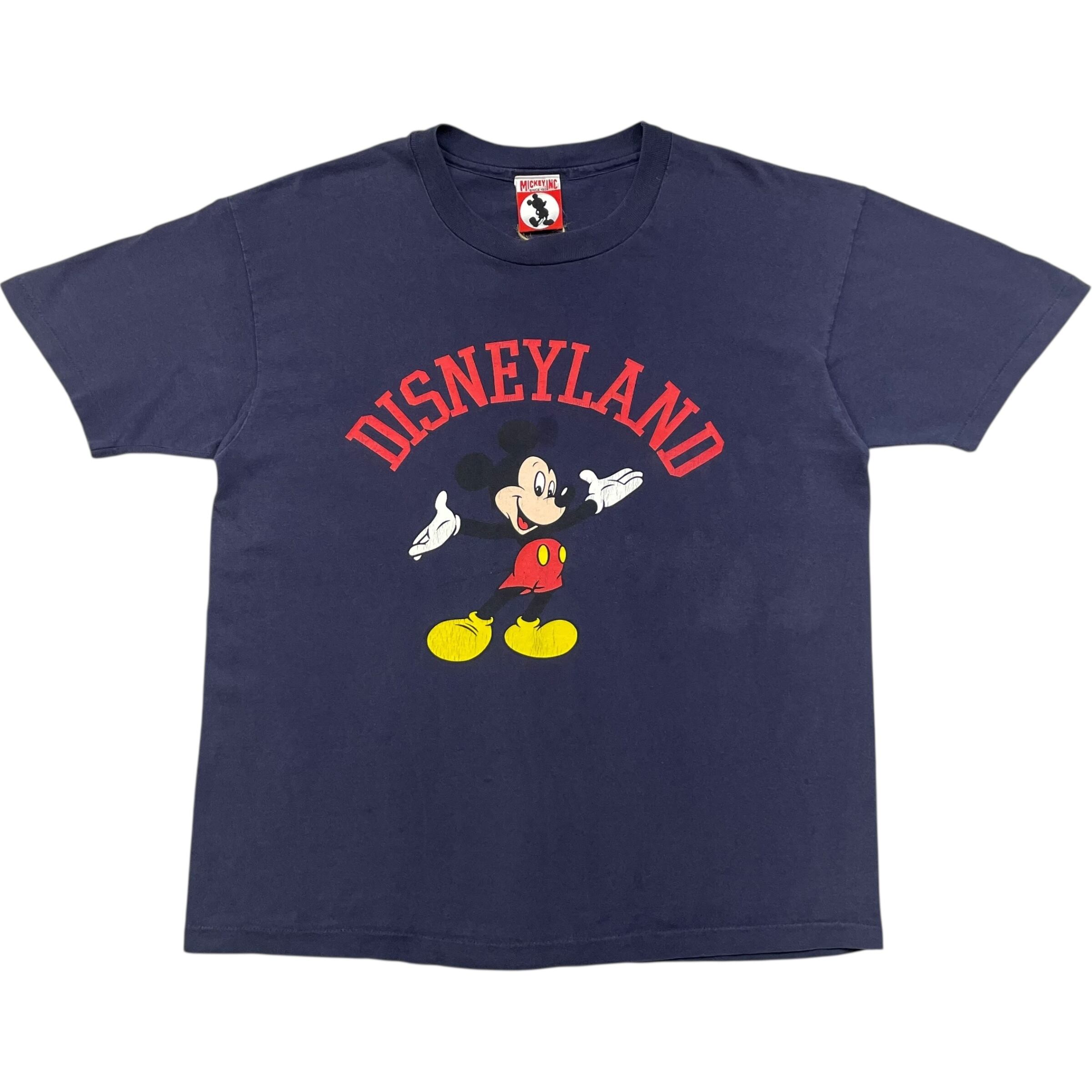 《XL》Disney ディズニー Tシャツ ミッキーマウス ディズニーランド フロントプリント シングルステッチ ネイビー no.7614