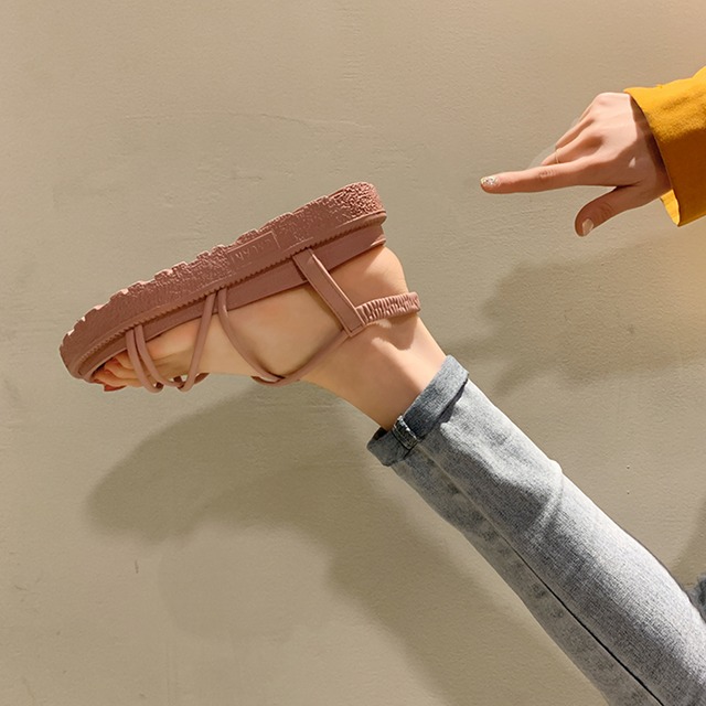 ネット赤いサンダル女性の妖精風2020新しい夏の野生のサンダルins潮学生厚い底ローマの靴 部族の婦人靴6418339