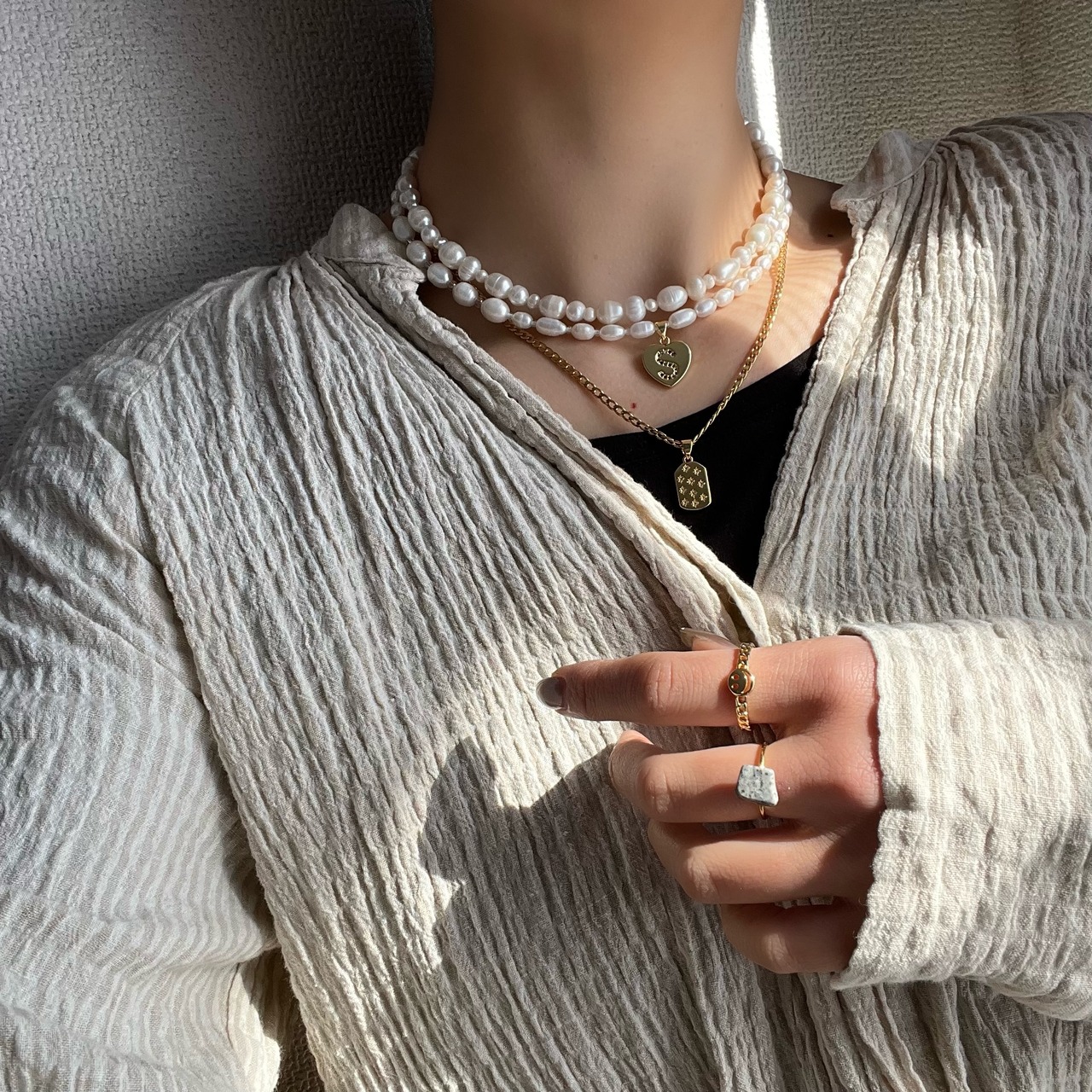 不揃いパール2連ネックレス［GSN030］