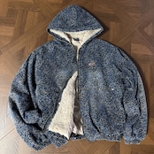 【暖かさUP】青いヒョウ柄 中綿ジャケット T1931