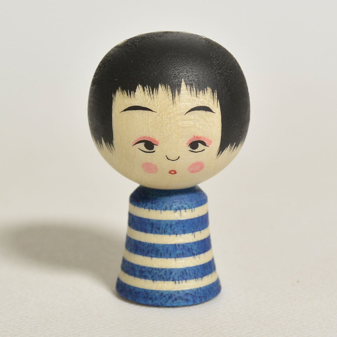 青の小寸こけし（ミニこけし） 約1.5寸 約4.5cm 鈴木明 工人（作並系