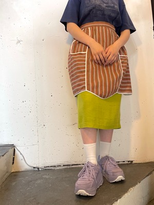 VINTAGE brown stripe cotton apron