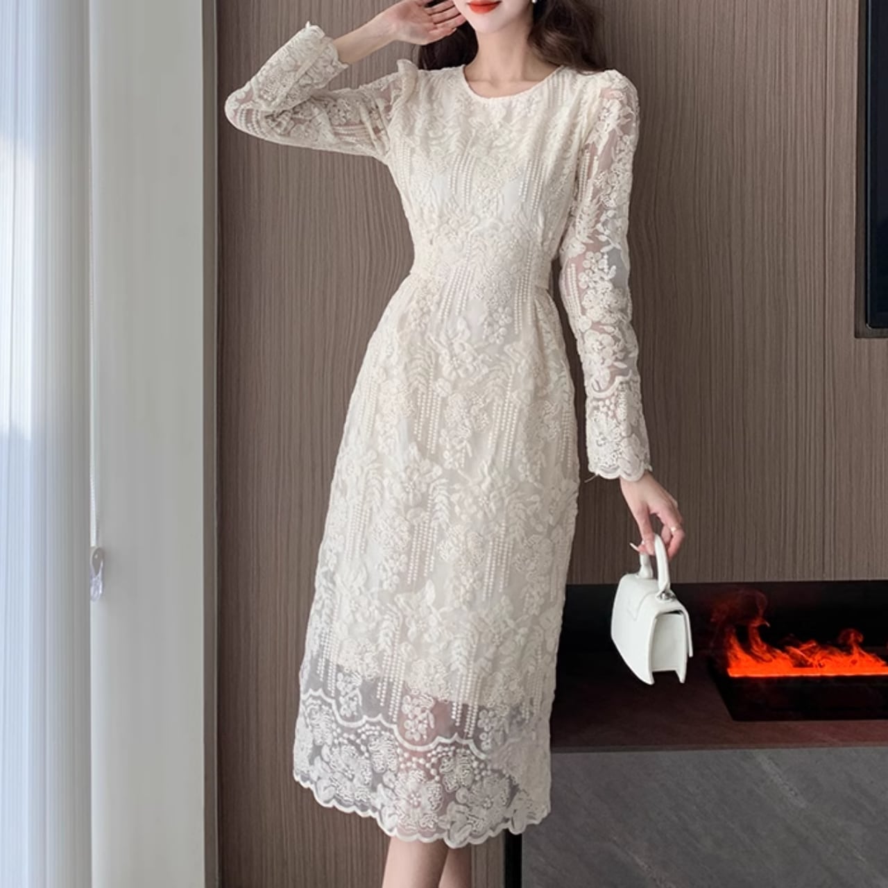 エレガントレースワンピース(2color) A0890